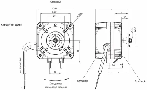 Габаритные размеры мотора IQ23608-310252 Ebmpapst Габаритные размеры мотора IQ23608-310252 Ebmpapst