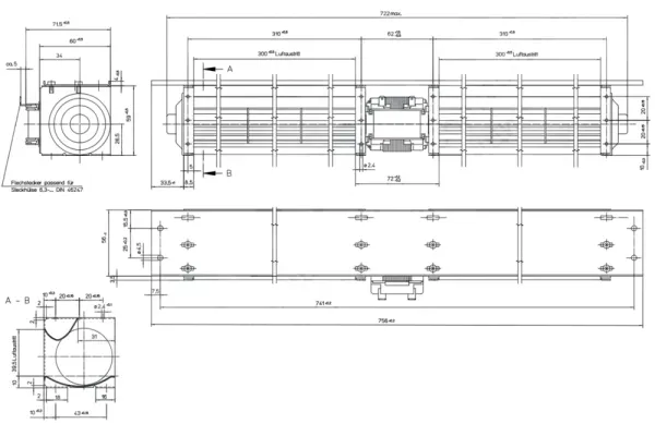 Габаритные размеры вентилятора QL4/3030А3-2124L-435 dn