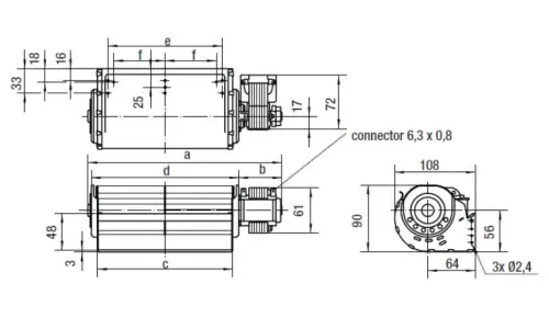 Габаритные размеры вентилятора QLN65/3000A32-3038L-71uo