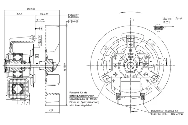 Габаритные размеры центробежного вентилятора R2K150/0027A10-4218bd Ebmpapst