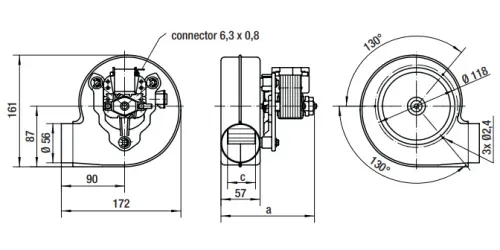 Габаритные размеры центробежного вентилятора RLG108/4200A29-3030LH-577 agw Ebmpapst